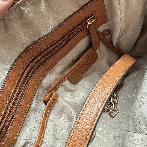 Michael Kors Handbag Women's Brown Grain Leather Zipper Pockets Double Handle - Picture 4 of 14